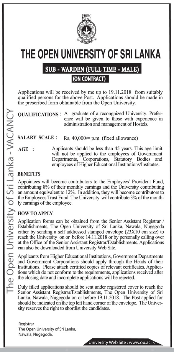 Sub Warden - The Open University of Sri Lanka